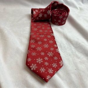 Noel Holiday Collection Red Snowflake Mens Holiday Necktie
